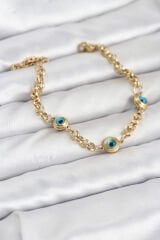 316L Çelik Nazar Model Gold Renk Kadın Bileklik
