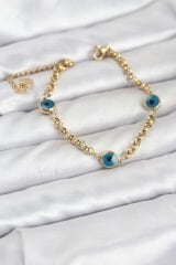 316L Çelik Nazar Model Gold Renk Kadın Bileklik