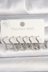 316L Çelik Gümüş Renk Yıldız Model Kadın Küpe Seti