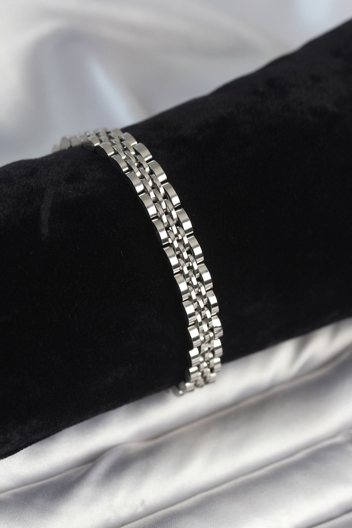 316L Çelik 7 mm Kalınlıkta Gümüş Renkli Erkek Bileklik