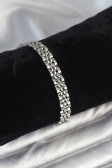 316L Çelik 7 mm Kalınlıkta Gümüş Renkli Erkek Bileklik