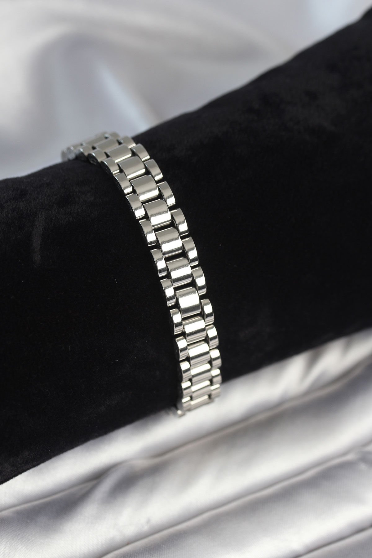 316L Çelik Gümüş Renk 9 mm Kalınlık Erkek Bileklik