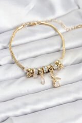 Pirinç Gold Renk Tinkerbell Charmlı Kadın Bileklik
