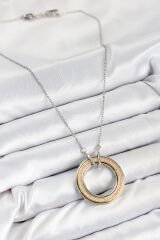316L Çelik Zirkon Taşlı Dönen Daire Model Gold Ve Gümüş Renk Kadın Kolye