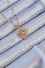 316L Çelik Zincir Altın Renk Zirkon Taşlı Kutup Yıldızı Kolye