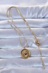 316L Altın Renk Parlayan Güneş Tasarımlı Oval Vintage Kolye