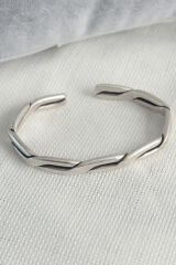 Otantik Gümüş Renk Motif İşleme Plaka Erkek Bileklik