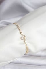 Yılan Model Zirkon Taşlı Gold Renk Pirinç Su Yolu Kadın Bileklik