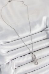 316L Çelik Zirkon Taşlı Messika Model Gümüş Renk Kadın Kolye