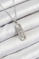 316L Çelik Zirkon Taşlı Messika Model Gümüş Renk Kadın Kolye