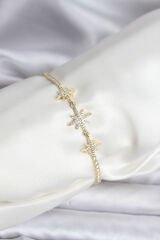 Kutup Yıldızı Model Zirkon Taşlı Gold Renk Su Yolu Kadın Bileklik