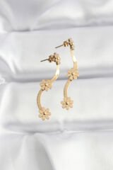 316L Çelik Gold Renk İtalyan Zincir Papatya Küpe