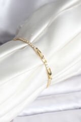 Charmlı Model Zirkon Taşlı Gold Renk Su Yolu Kadın Bileklik