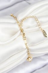 Pirinç Zirkon Taşlı Deniz Kabuğu Model Gold Renk Kadın Bileklik