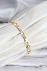 14K Gold Renk Kaplama Baklava Dilim Model Kadın Bileklik