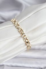 14K Gold Renk Kaplama Zirkon Taşlı CM Kadın Bileklik