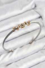 316L Çelik Zirkon Taşlı Model Gold Ve Gümüş Renk Kadın Bileklik