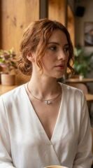 Pirinç Gümüş Renk Choker Model Zirkon Taşlı Kadın Kolye