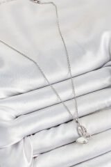 316L Çelik Zirkon Taşlı Kelebek Model Gümüş Renk Kadın Kolye