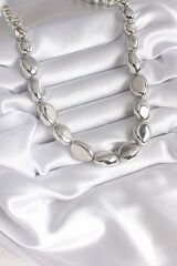 316L Çelik Gümüş Renk Çakıl Model Kadın Kolye