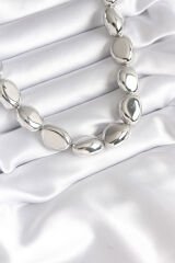 316L Çelik Gümüş Renk Çakıl Model Kadın Kolye