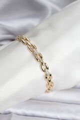 14K Gold Renk Kaplama Zirkon Taşlı Model CM Kadın Bileklik