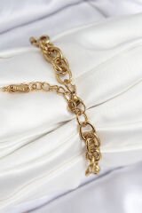 316L Çelik Klasik Dövme Halat Zincir Model Gold Renk Kadın Bileklik