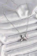 316L Çelik Gümüş Renk Zincir Zirkon Taşlı Renkli Kelebek Model Kadın Kolye