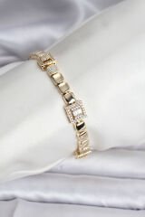 14K Gold Renk Kaplama Zirkon Taşlı CM Kadın Bileklik