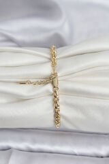 14K Gold Renk Kaplama Zincir Model Kadın CM Bileklik