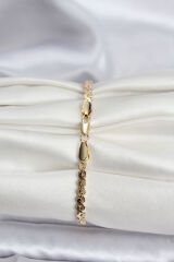 14K Gold Renk Kaplama Ezme Yılan Zincir Model CM Kadın Bileklik