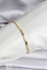 14K Gold Renk Kaplama Ezme Yılan Zincir Model CM Kadın Bileklik