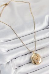 316L Çelik Zincir Açılabilir Anka Kuşu Model Zirkon Taşlı Gold Renk Kadın Kolye