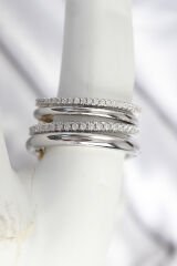 Pirinç Mix Renk Zirkon Taşlı 4'Lü Kadın Yüzük