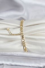 14K Gold Renk Kaplama Lazerli Zincir Model CM Kadın Bileklik