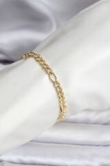 14K Gold Renk Kaplama Lazerli Zincir Model CM Kadın Bileklik