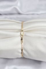 14K Gold Renk Kaplama Minimal Zincir Model CM Kadın Bileklik