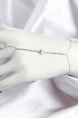 Pirinç Zirkon Taşlı Yonca Model Gümüş Renk Şahmeran