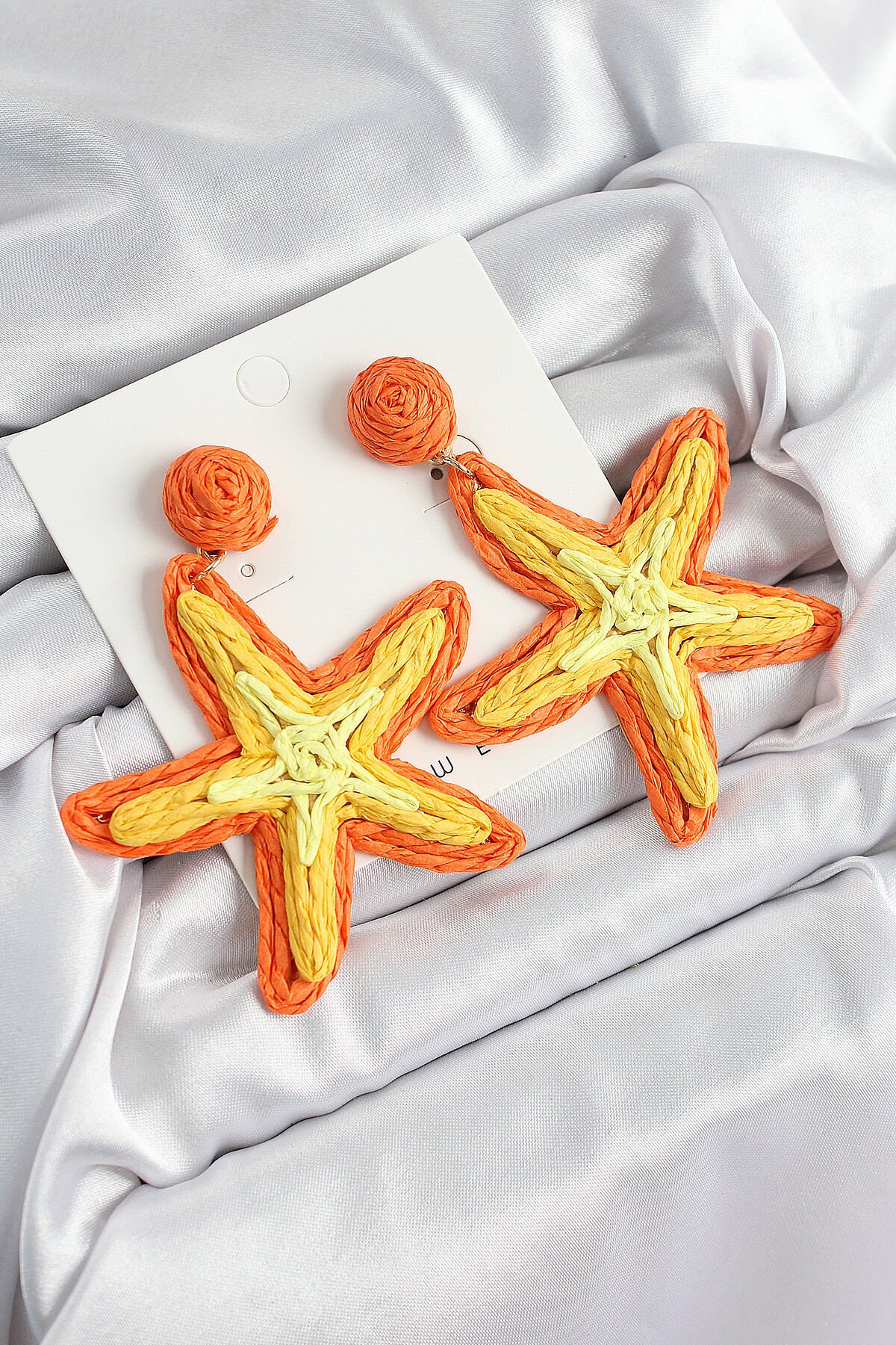 Pirinç Turuncu Deniz Yıldızı Model Gold Renk Kadın Hasır Küpe