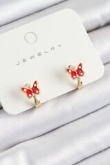 Pirinç Kelebek Model Gold Renk Çocuk Küpe