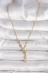 316L Çelik Gold Renk Zincir Zirkon Taşlı Yıldız Model Kadın Kolye