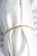 Pirinç Gold Renk Yassı Zincir Model Kadın Bileklik