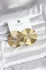 Pirinç Gold Renk Circle Model Kadın Küpe
