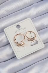 Xuping Rose Renk Zirkon Taşlı Su Yolu Küpe