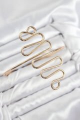 Pirinç Kıvrımlı Model Gold Renk Kadın Pazu Bileklik
