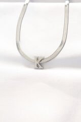 316L Çelik K Harfli Silver Renk İtalyan Zincirli Kolye