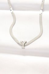 316L Çelik Y Harfli Silver Renk İtalyan Zincirli Kolye