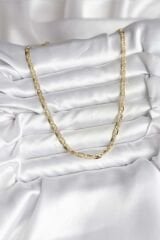 14K Gold Renk Kaplama Plaka Ezme Model Zincirli CM Kadın Kolye