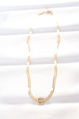 316L Çelik C Harfli Gold Renk İtalyan Zincirli Kolye