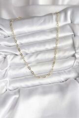 14K Gold Renk Kaplama Ataç Zincir Model CM Kadın Kolye